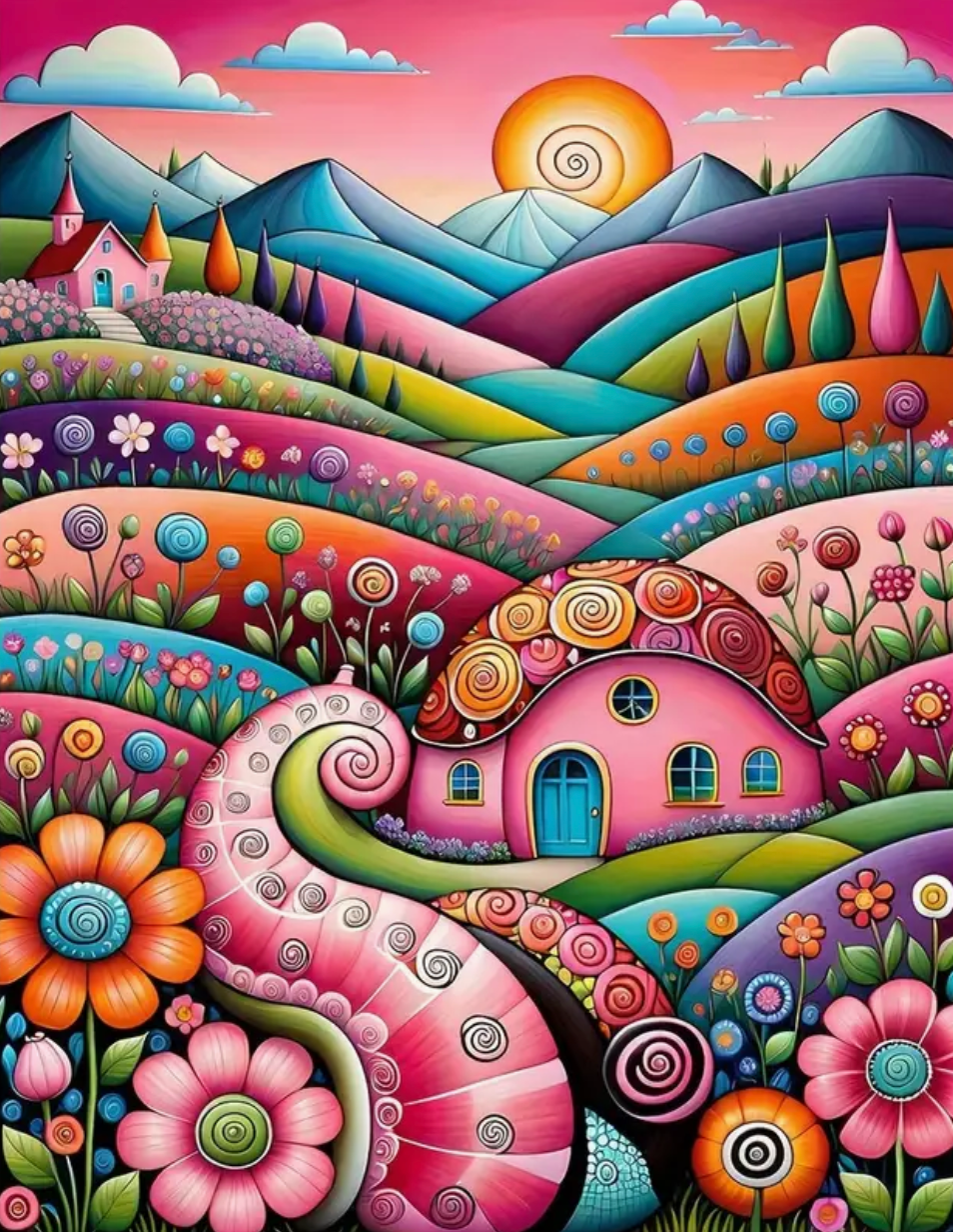 Abstract Landschap 25x35 cm (Morgen in huis) Diamond Painting Planet