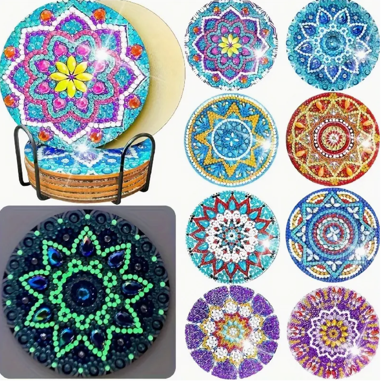 Glow in the Dark Diamond Painting Onderzetters (Morgen in huis) Diamond Painting Planet