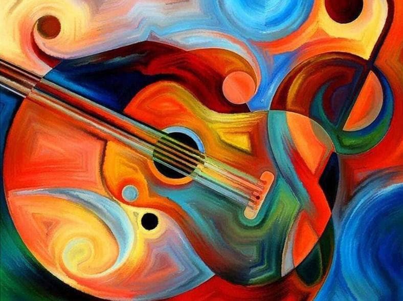 Abstract gitaar Diamond Painting Planet