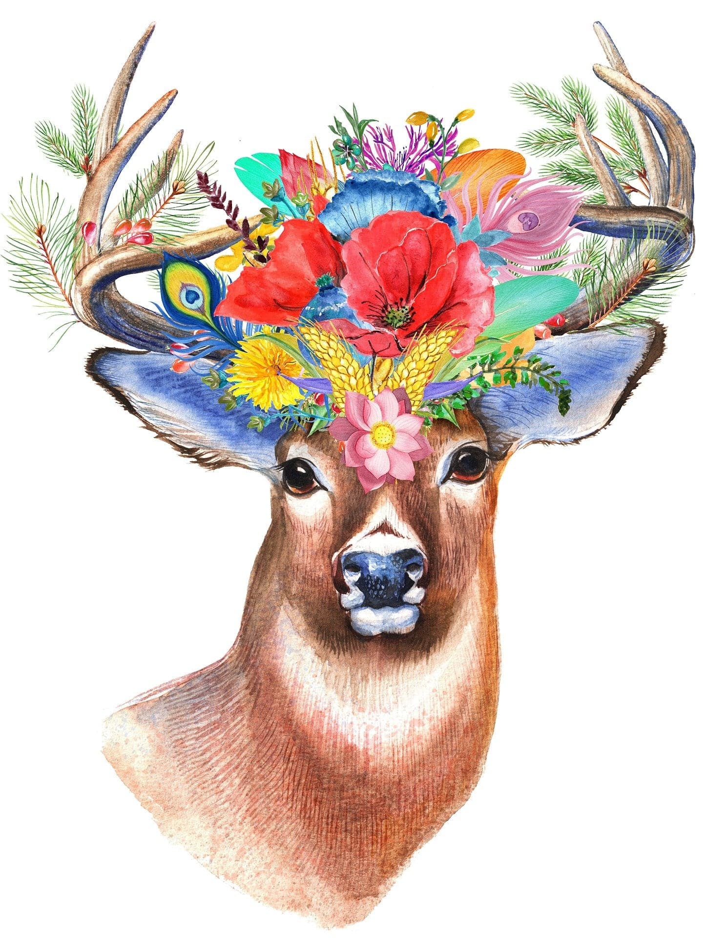 Hert met bloemen Diamond Painting Planet