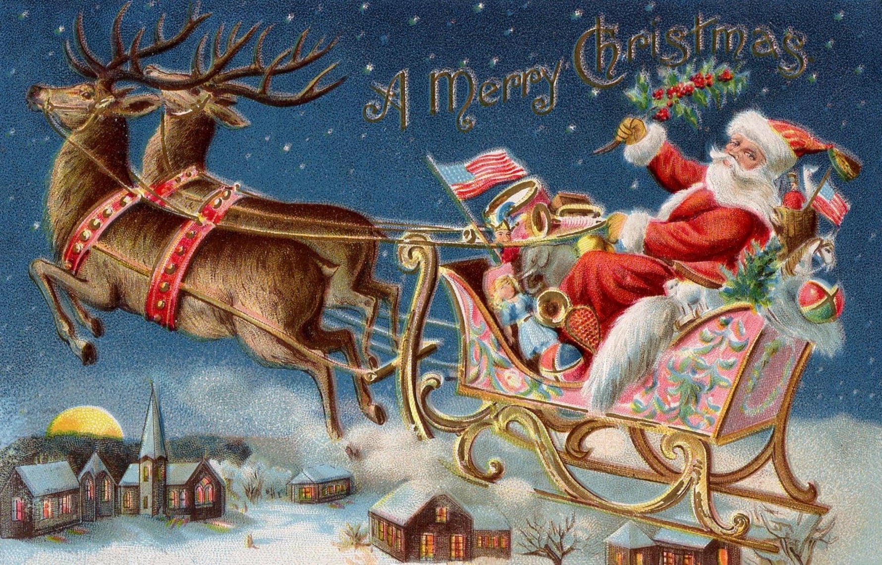 Vintage kerstman Diamond Painting Planet