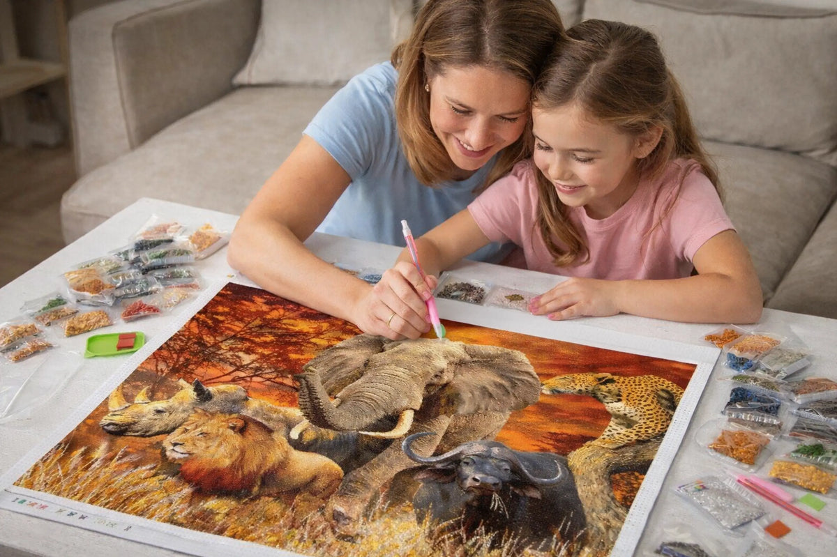 Majesteit van de Afrikaanse Savanne 40x50cm (Morgen in huis) Diamond Painting Planet