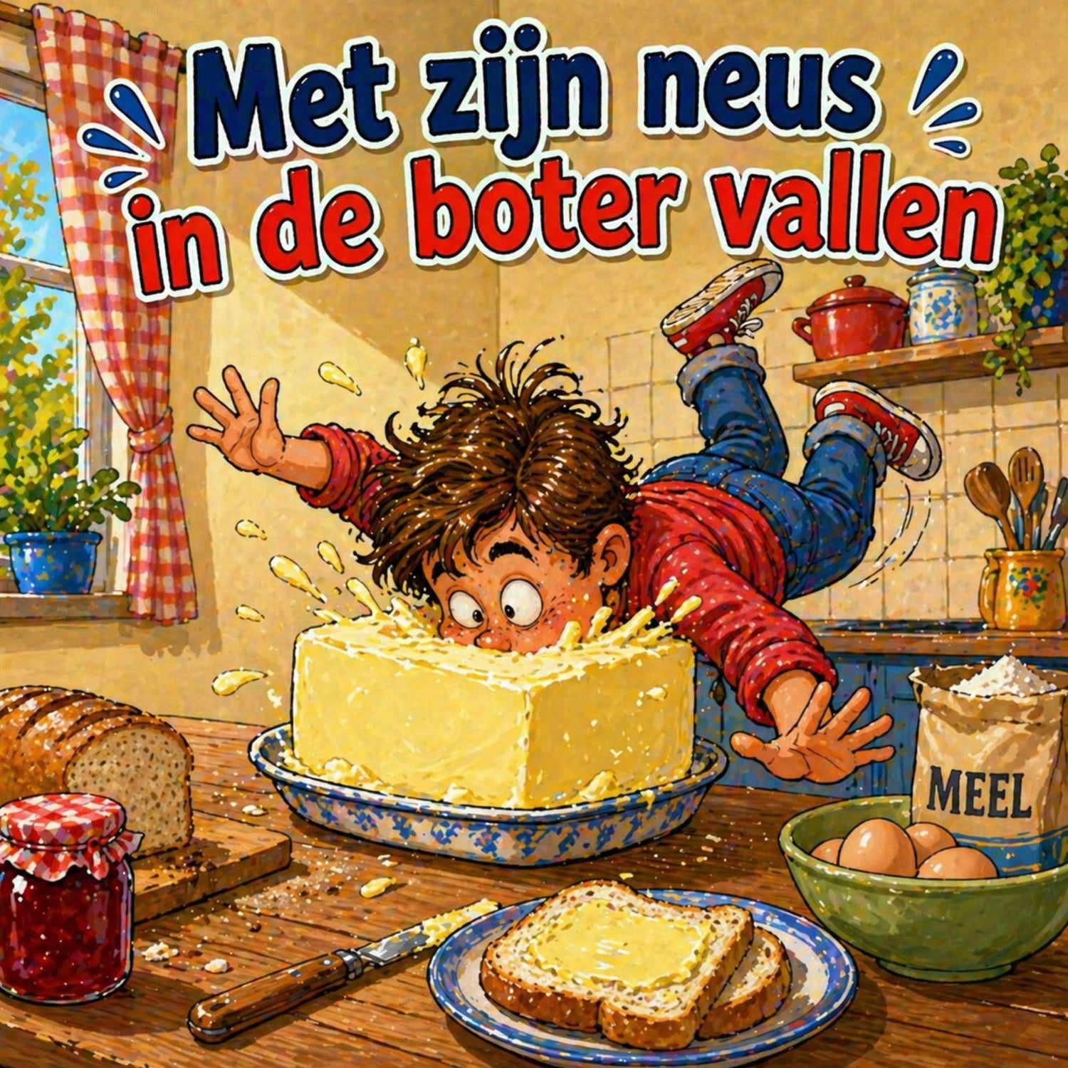 Met zijn neus in de boter vallen