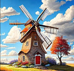 Nederlandse Molen 30x40cm (Morgen in huis) Diamond Painting Planet