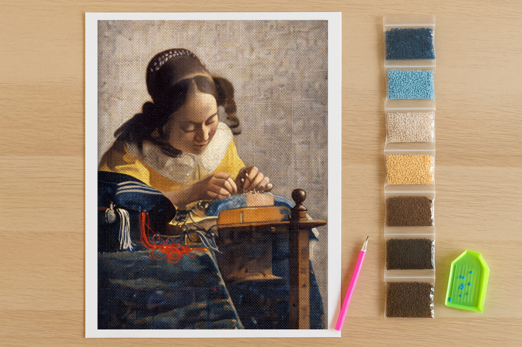 Johannes Vermeer - Kantwerkster Diamond Painting Planet