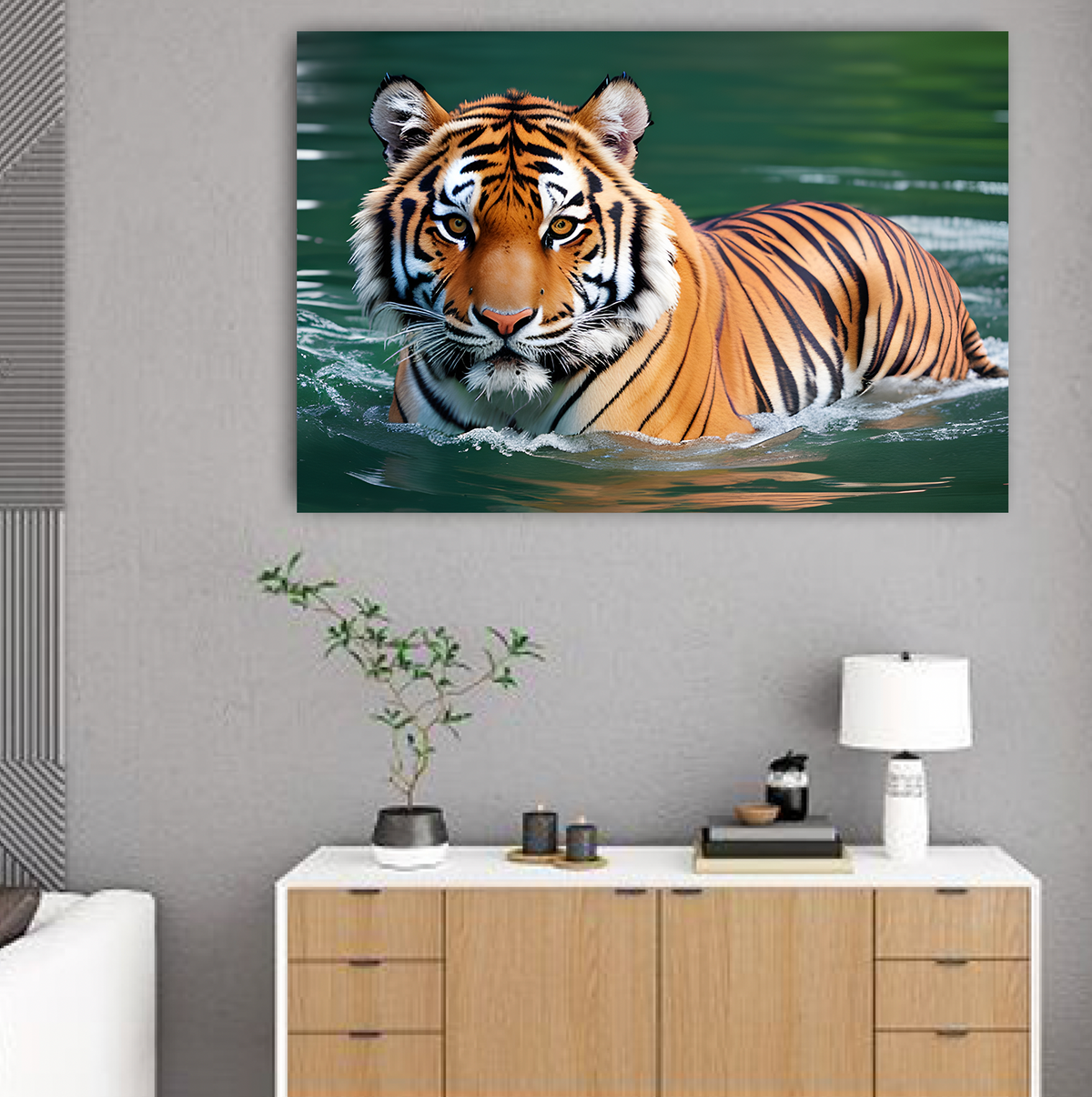 Tijger in water Diamond Painting Planet