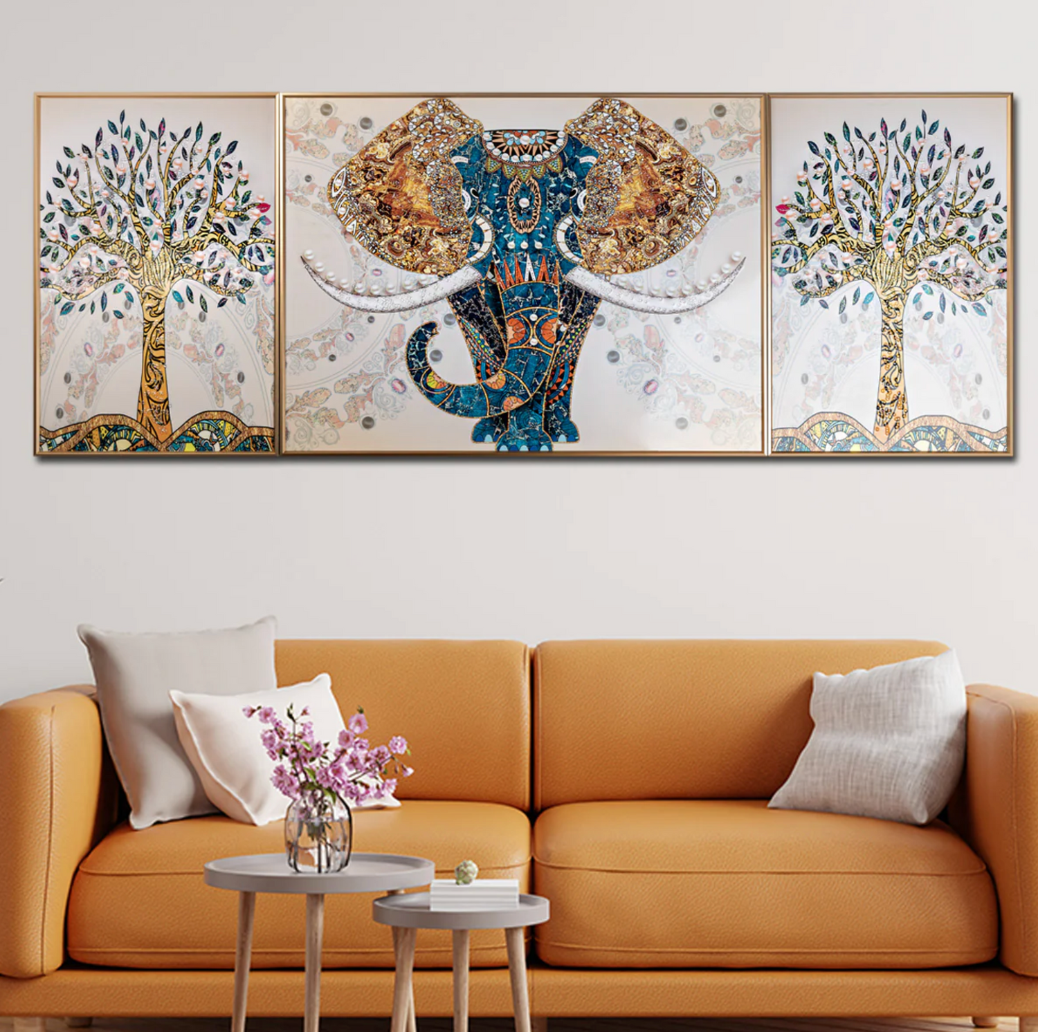 Olifant - 3 luik (Morgen in huis) Diamond Painting Planet