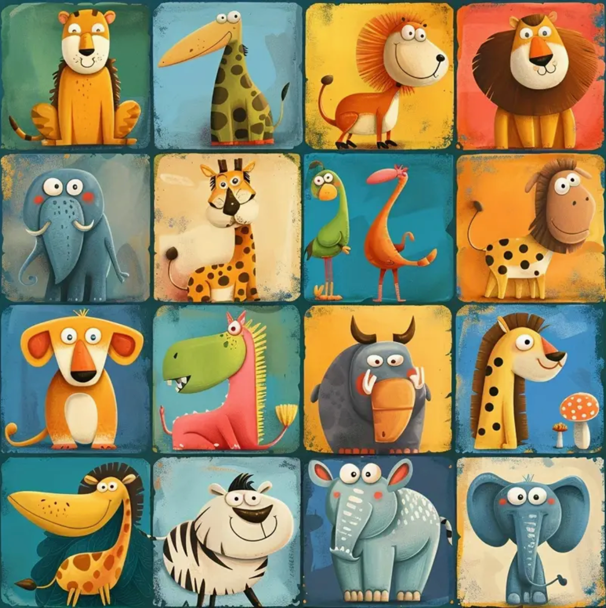 Schatige Dieren 35x35cm (Morgen in huis) Diamond Painting Planet