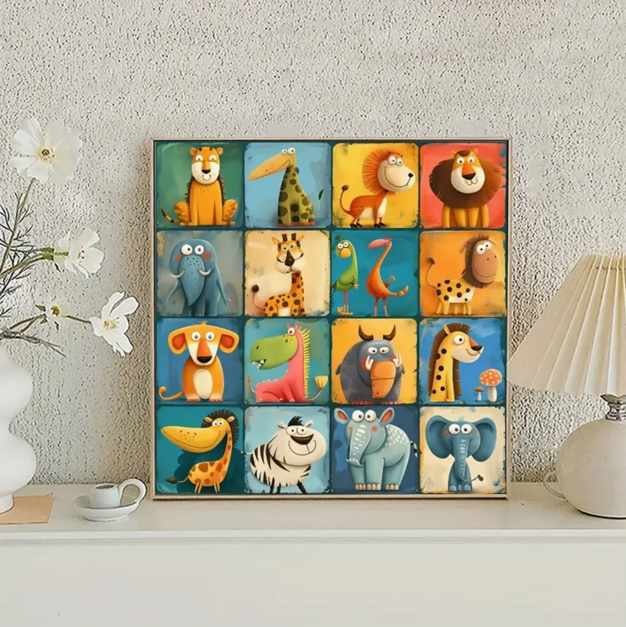 Schatige Dieren 35x35cm (Morgen in huis) Diamond Painting Planet