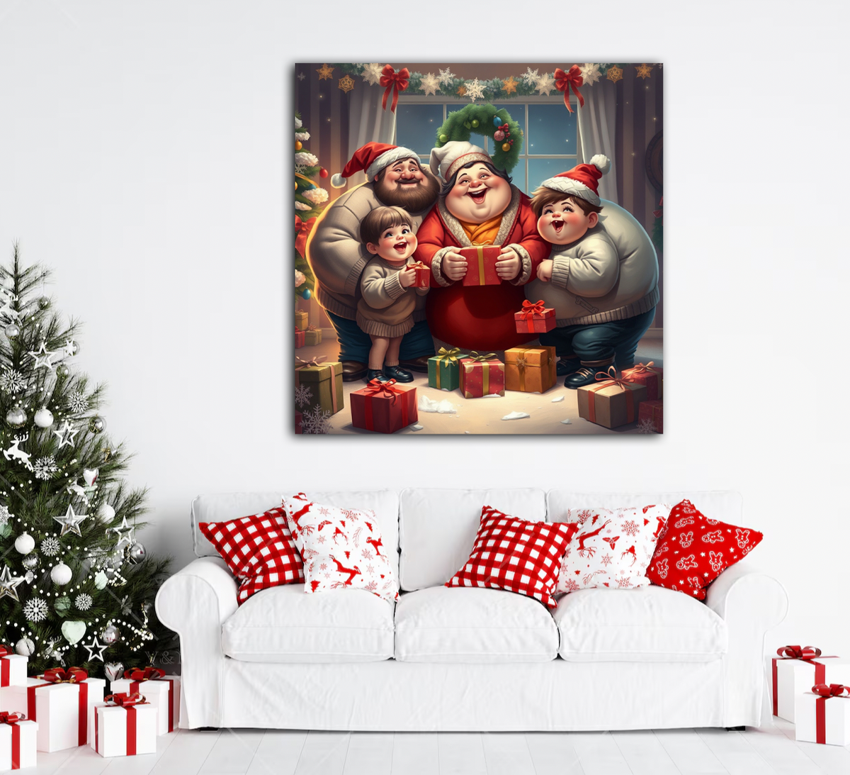 Dikke Familie Viert Kerst Diamond Painting Planet