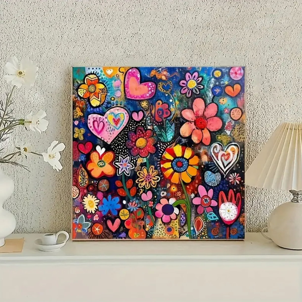 Kleurrijke Bloemen 25x25cm (Morgen in huis) Diamond Painting Planet