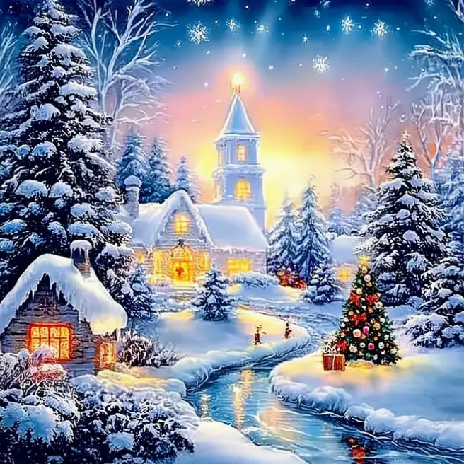 Winter Wonderland 35x35cm (Morgen in huis) Diamond Painting Planet