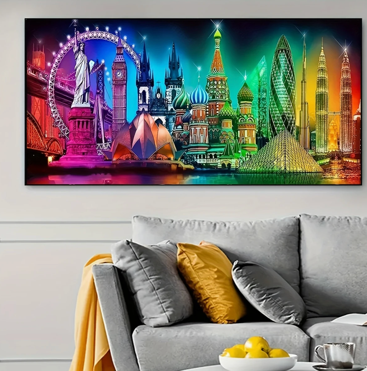 Wereldsteden in Kleur 40x70cm (Morgen in huis) Diamond Painting Planet