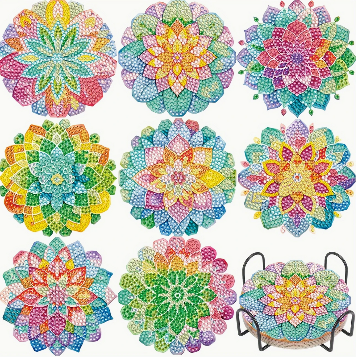 Kleurrike Onderzetters (Morgen in huis) Diamond Painting Planet
