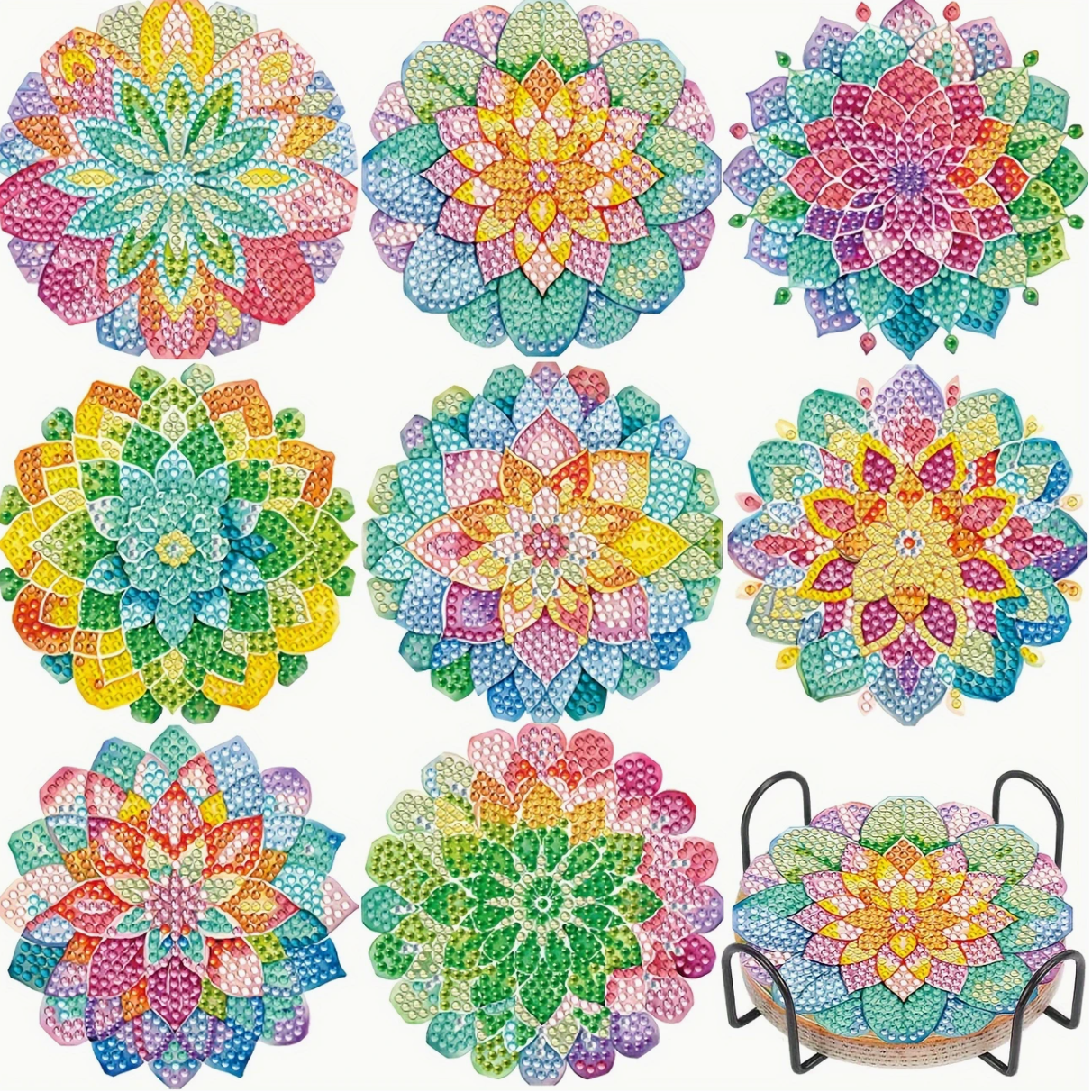 Kleurrike Onderzetters (Morgen in huis) Diamond Painting Planet