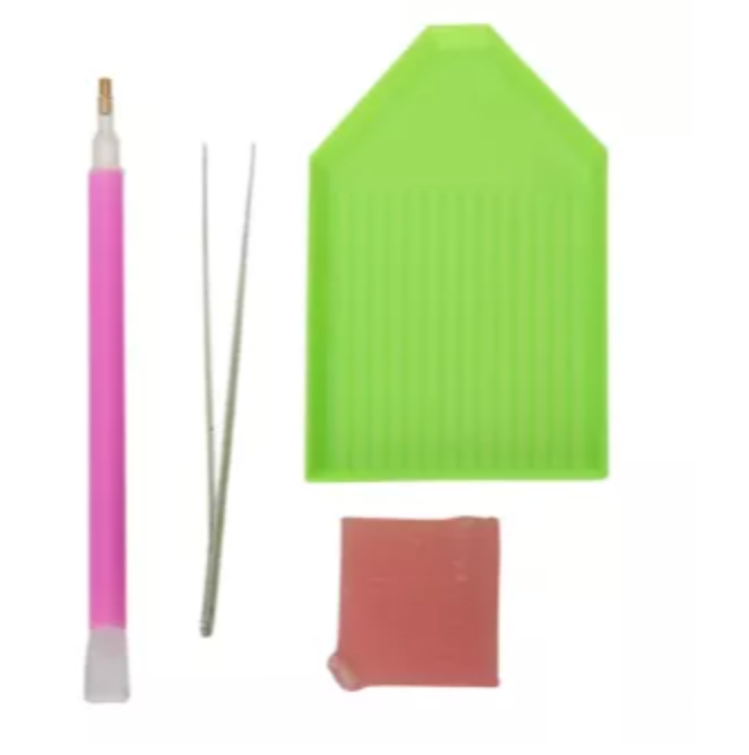 Starterskit - pen, wax, pincet, schudbakje (Morgen in huis) Diamond Painting Planet