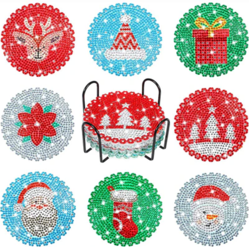 Kerst Onderzetters Diamond Painting Planet