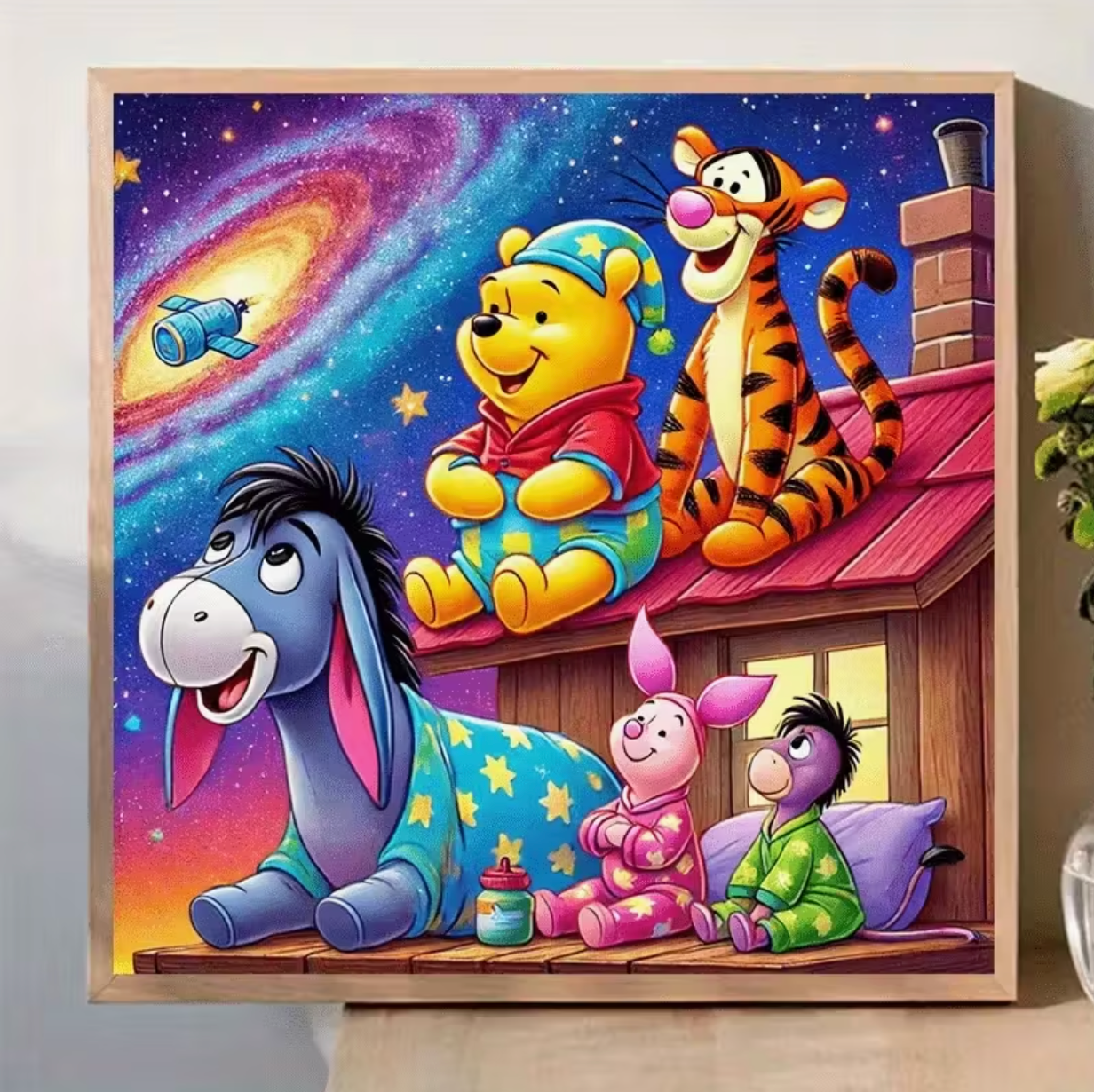 Droomnacht met Winnie de Pooh en Vrienden 25x25cm (Morgen in huis) Diamond Painting Planet