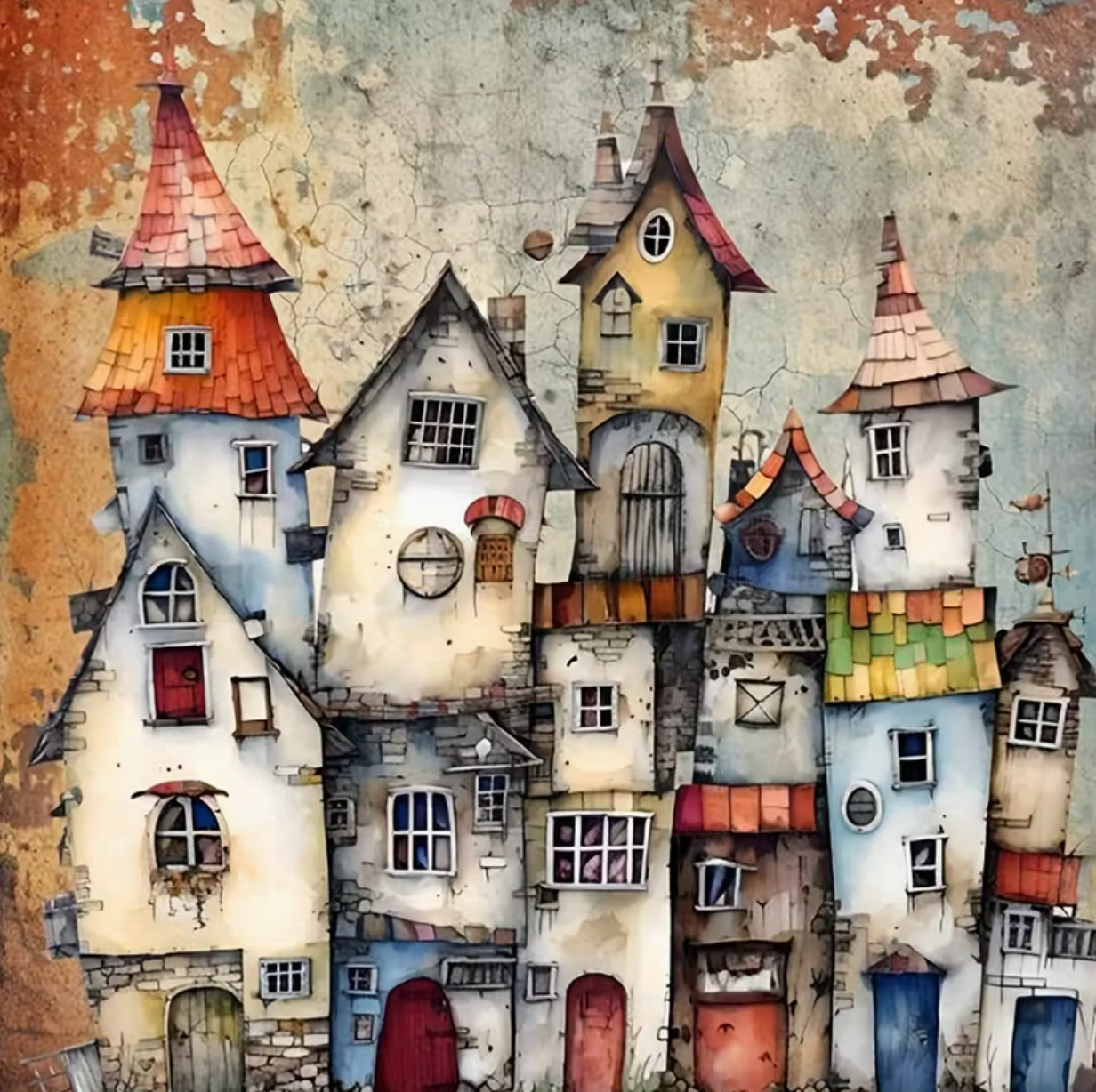Betoverd Dorp 35x35cm (Morgen in huis) Diamond Painting Planet