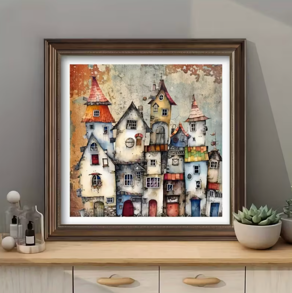 Betoverd Dorp 35x35cm (Morgen in huis) Diamond Painting Planet