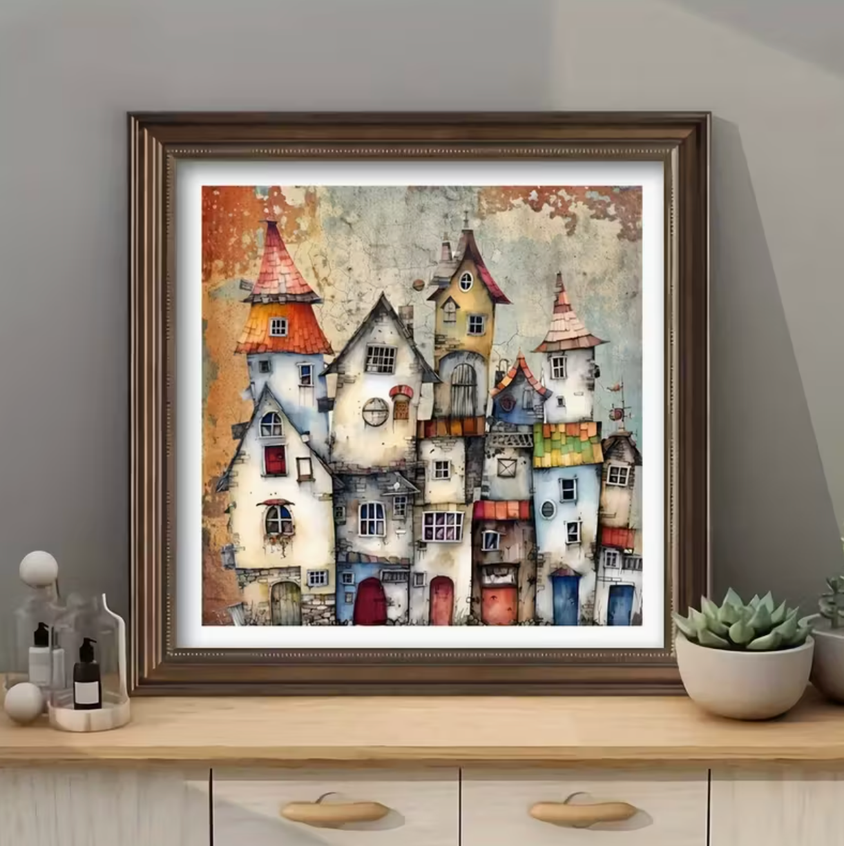 Betoverd Dorp 35x35cm (Morgen in huis) Diamond Painting Planet