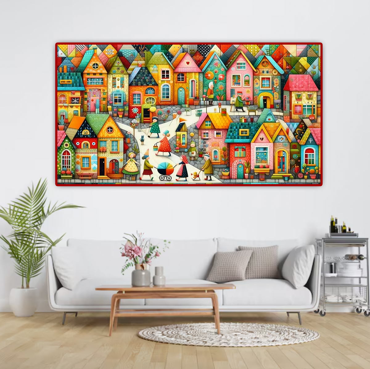 Kleurrijk Dorpje 35cm x 65 cm (Morgen in huis) Diamond Painting Planet