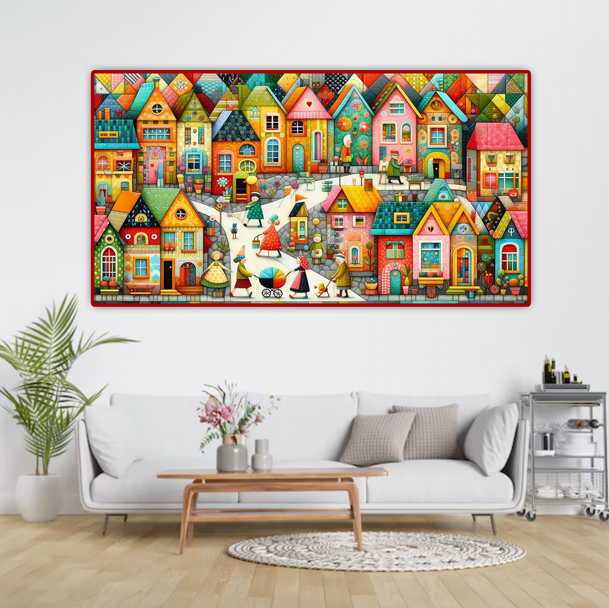 Kleurrijk Dorpje 35cm x 65 cm (Morgen in huis) Diamond Painting Planet