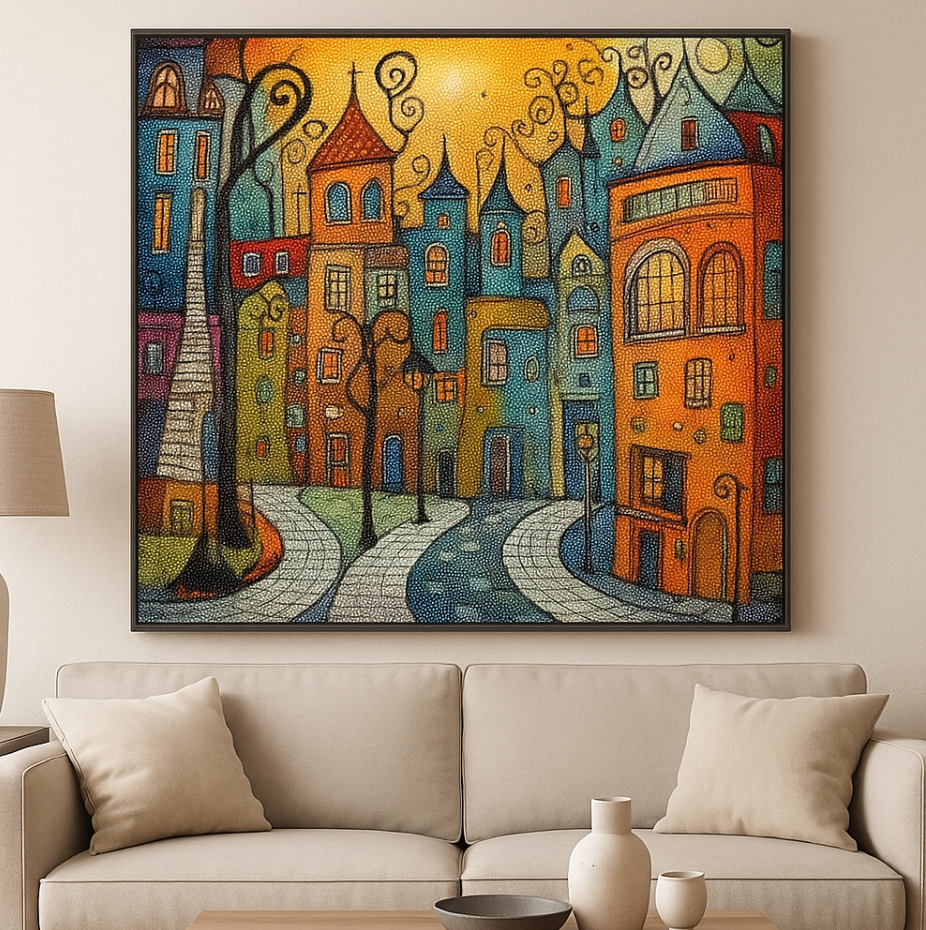 Sprookjesachtige Architectuur 25x25cm (Morgen in huis) Diamond Painting Planet