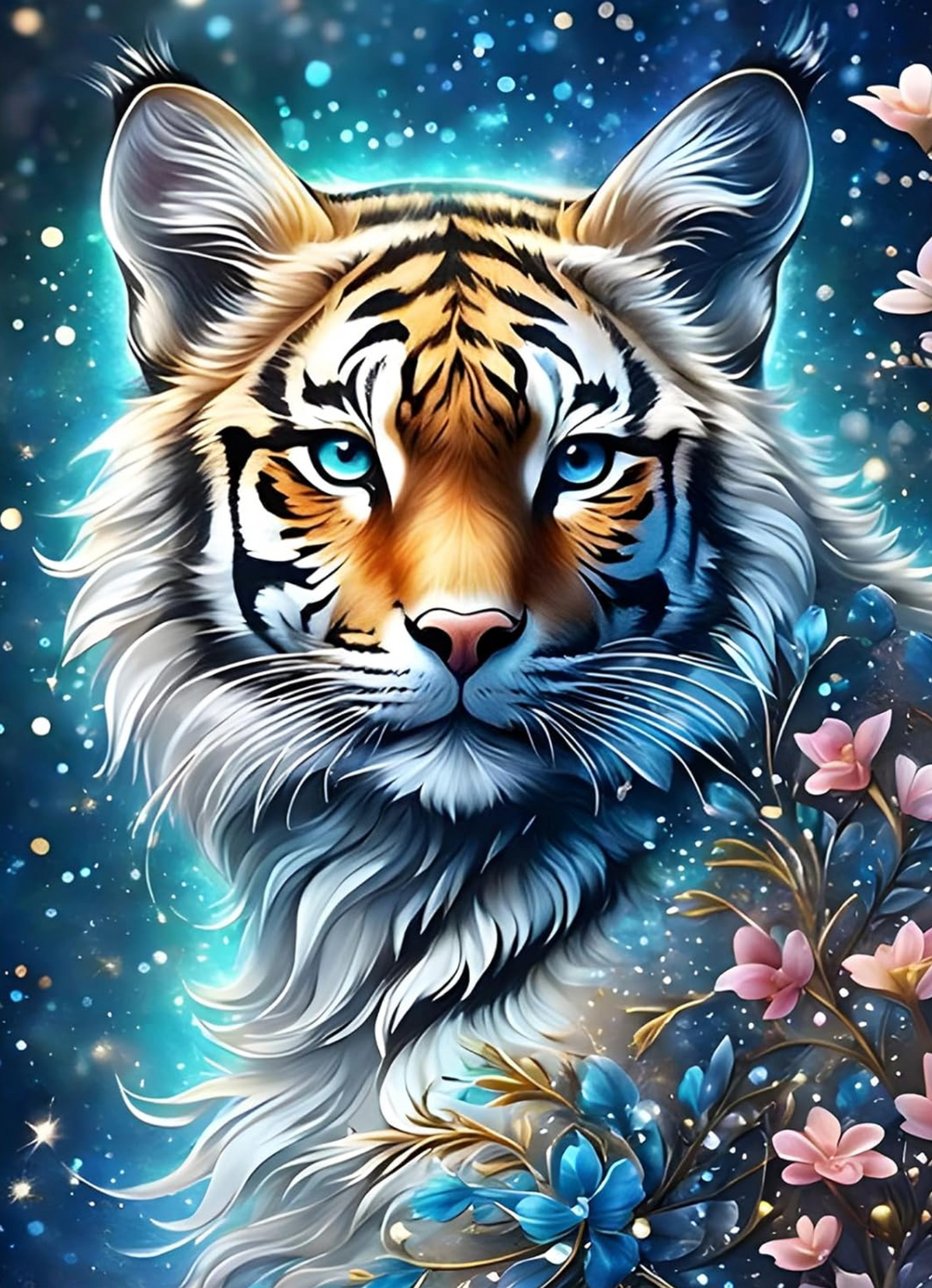 Majestueuze Tijger in Sterrenlicht 25x35cm (Morgen in huis) Diamond Painting Planet