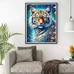 Majestueuze Tijger in Sterrenlicht 25x35cm (Morgen in huis) Diamond Painting Planet