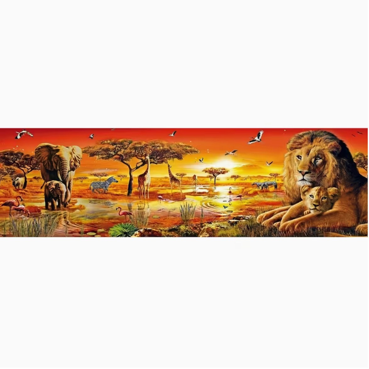 Zonsondergang op de Afrikaanse Savanne (Morgen in huis)