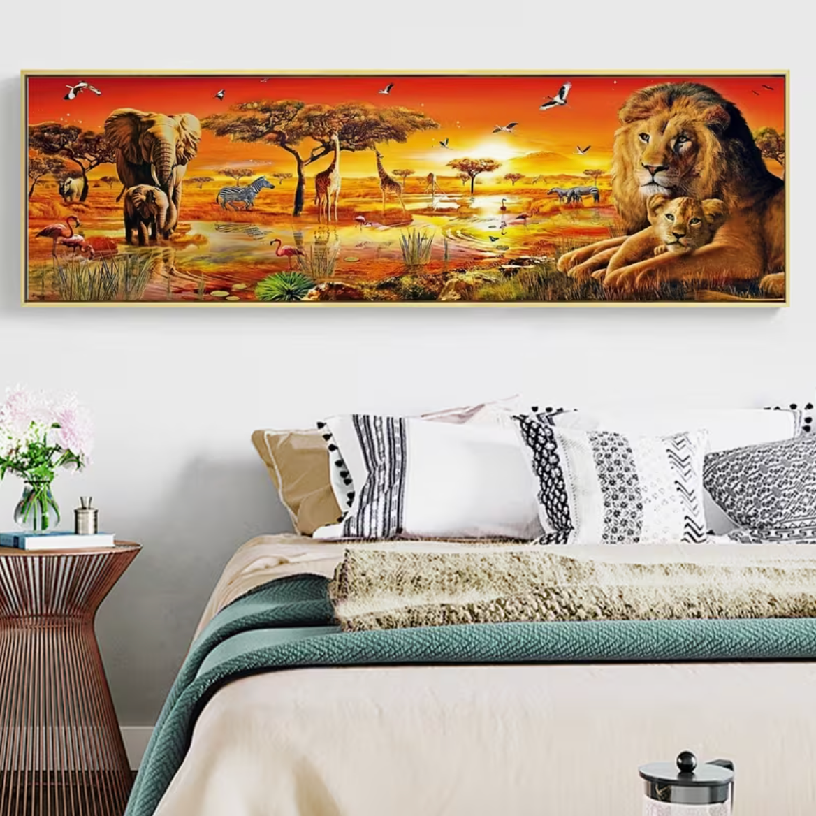 Zonsondergang op de Afrikaanse Savanne (Morgen in huis)