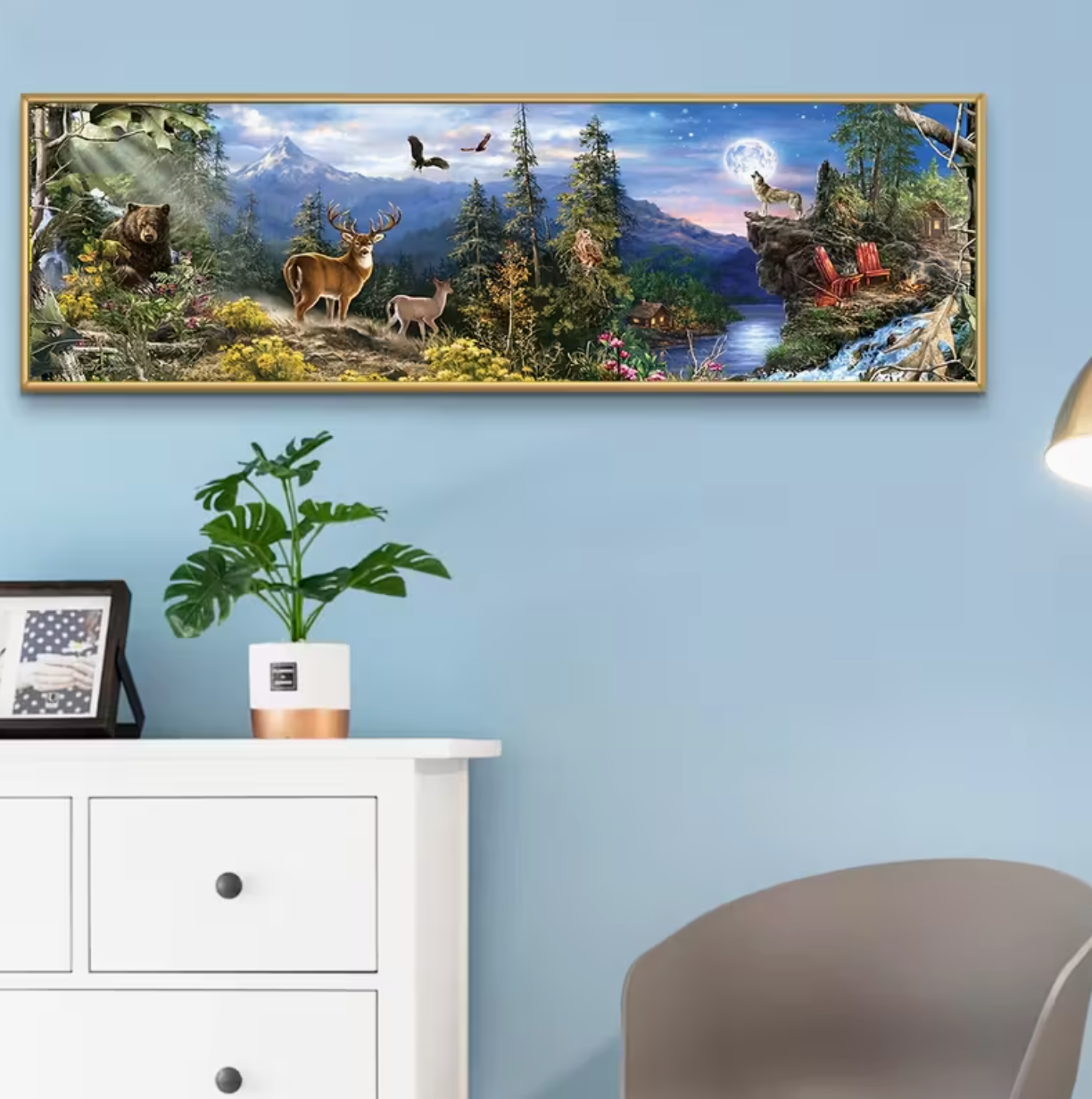 Berglandschap met Wilde Dieren (Morgen in huis)