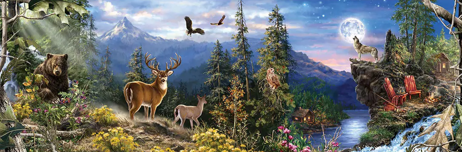 Berglandschap met Wilde Dieren (Morgen in huis)