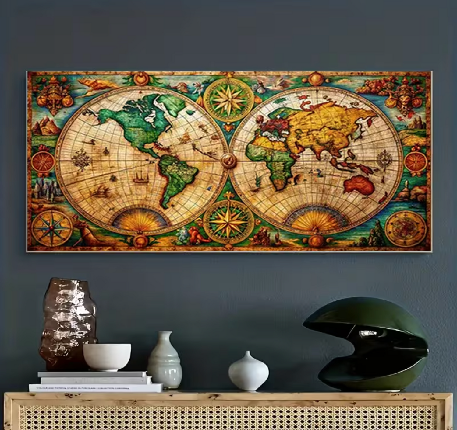 Vintage Wereldkaart Diamond Painting (Morgen in huis)