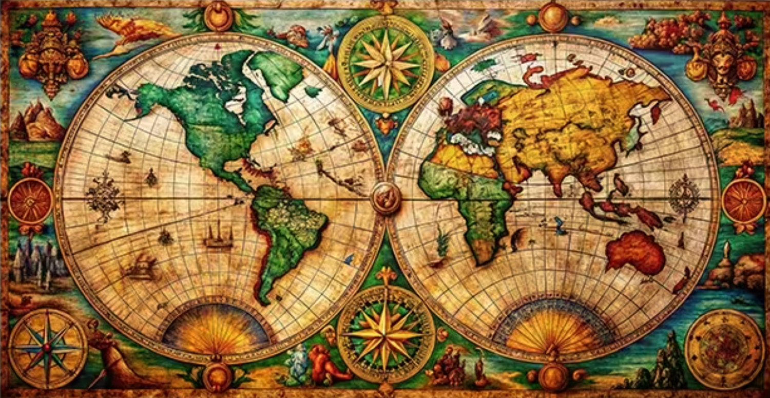 Vintage Wereldkaart Diamond Painting (Morgen in huis)