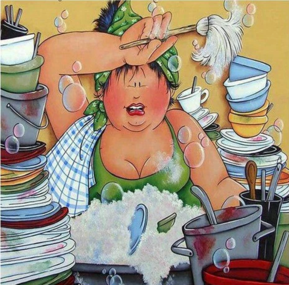 Dikke Dame afwassen