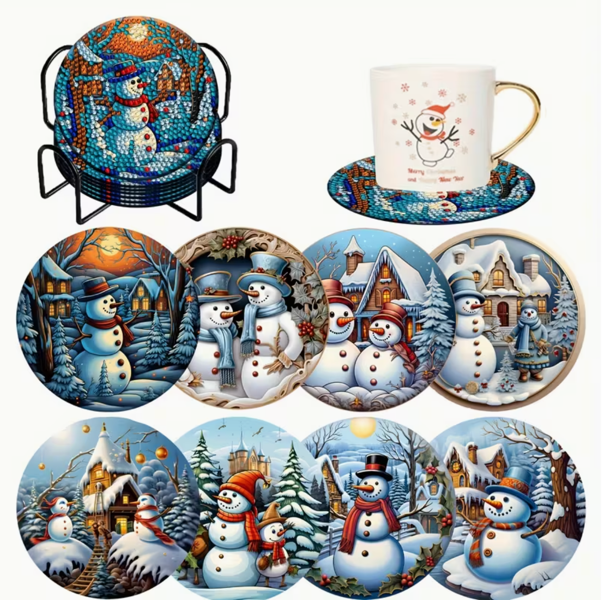 Kerst Onderzetters (Morgen in huis) Diamond Painting Planet