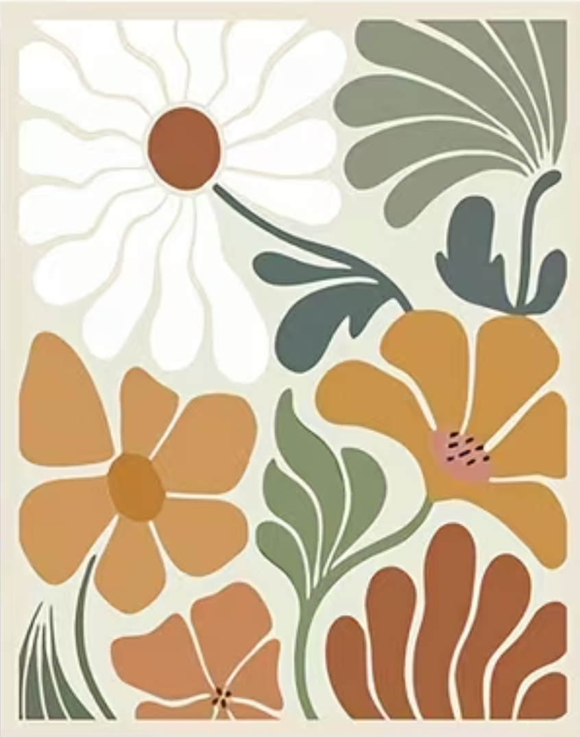 Stijlvolle Retro Bloemen Diamond Painting 25x35cm (Morgen in huis) Diamond Painting Planet