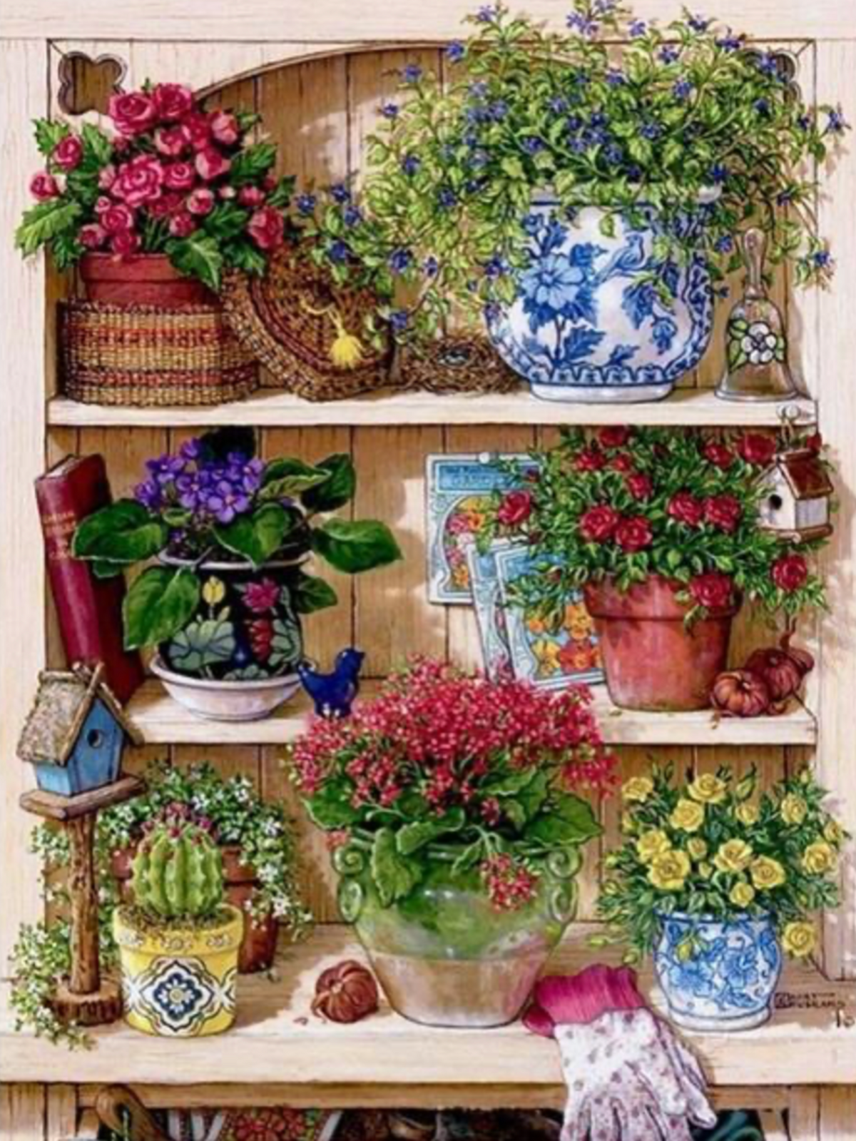 Bloemenpracht op de Plank Diamond Painting Planet