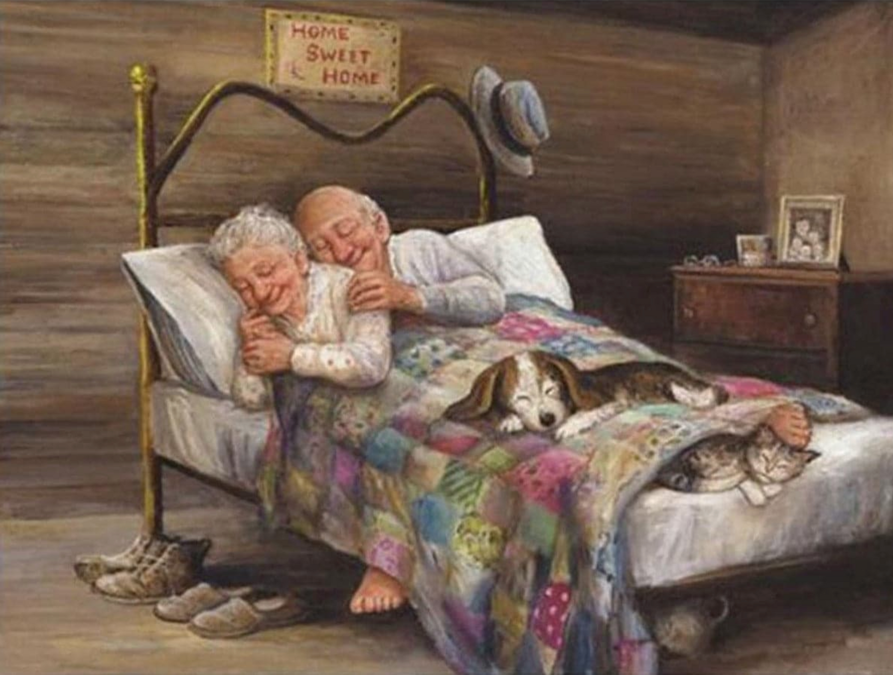 Opa en oma in bed Diamond Painting Planet