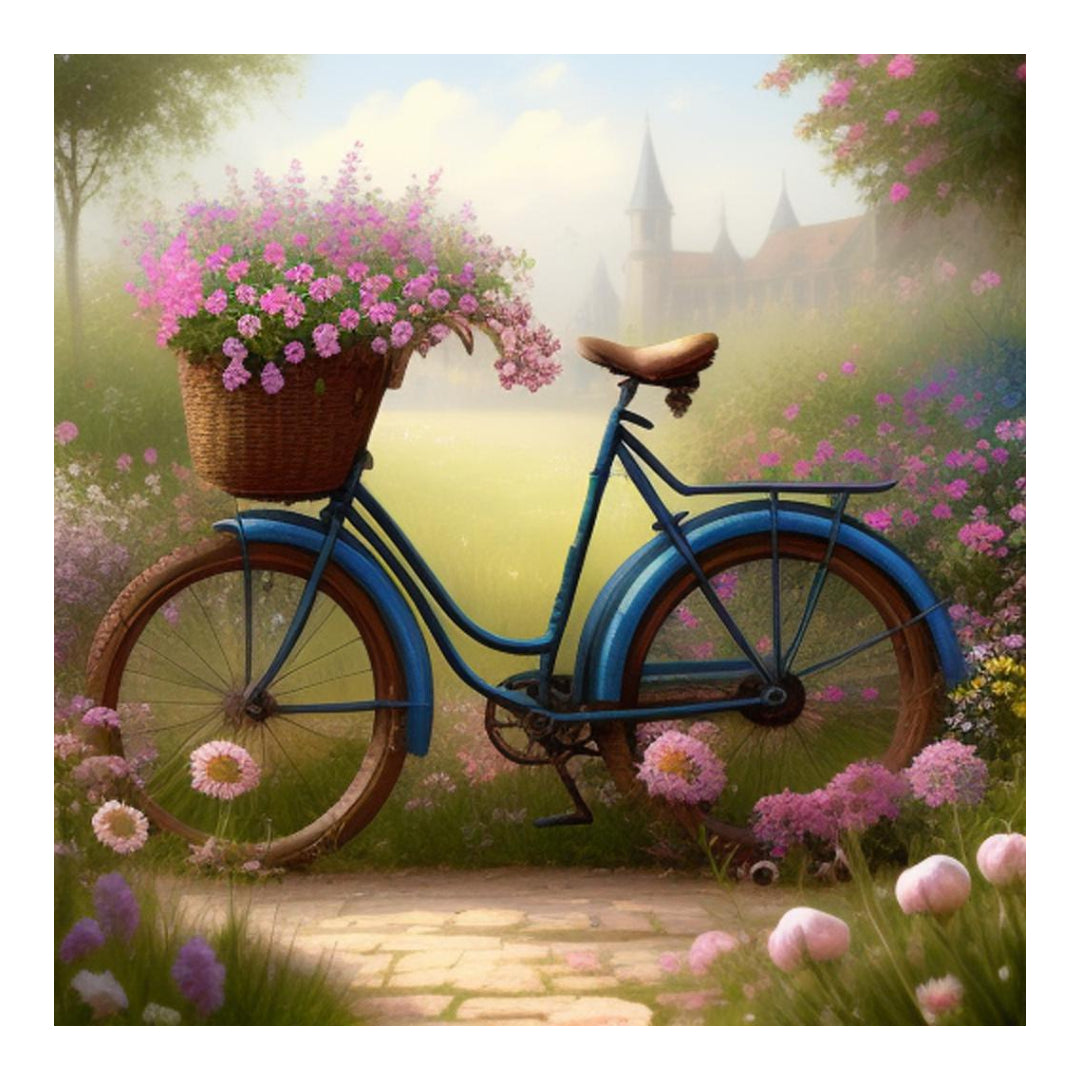 Fiets met bloemen Diamond Painting Planet