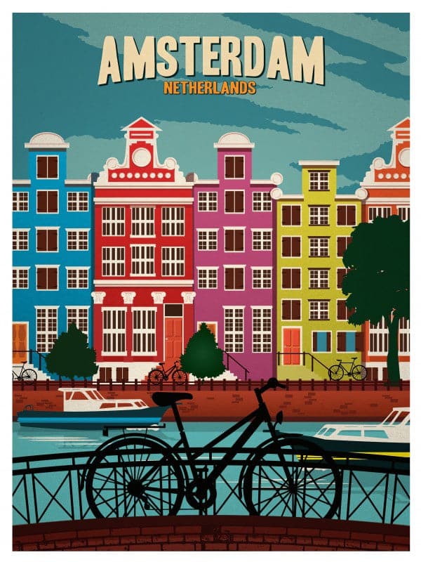 Kleurrijke Amsterdamse grachtenhuizen Diamond Painting Planet