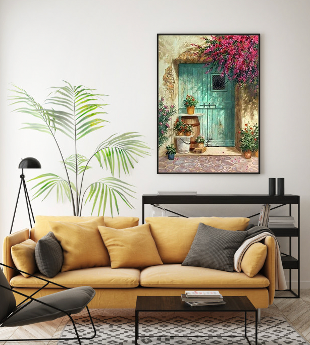 Schuur met bloemen Diamond Painting Planet