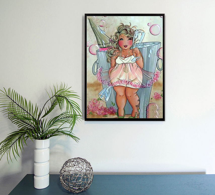 Dikke Dame met bubbels Diamond Painting Planet