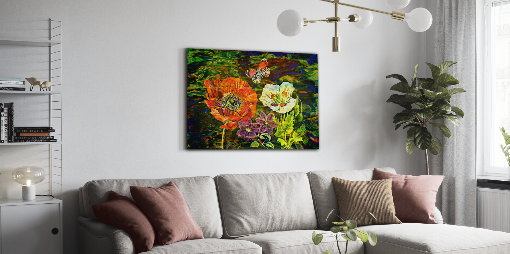 Bloemen met vlinder Diamond Painting Planet