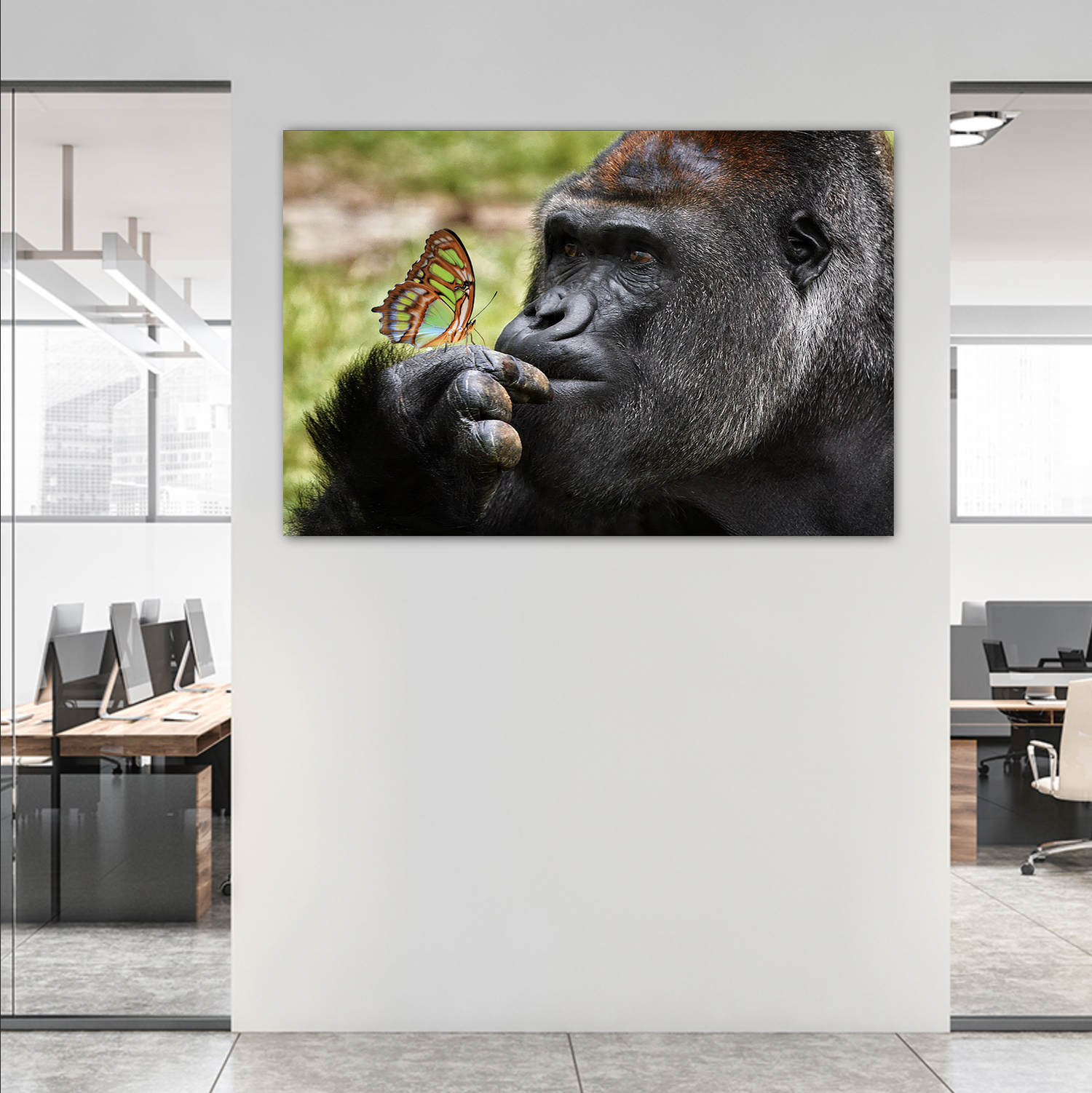 Gorilla met vlinder Diamond Painting Planet