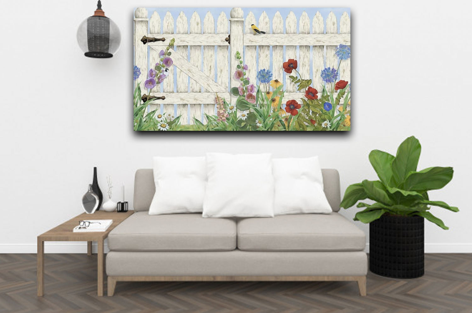 Schutting met bloemen Diamond Painting Planet