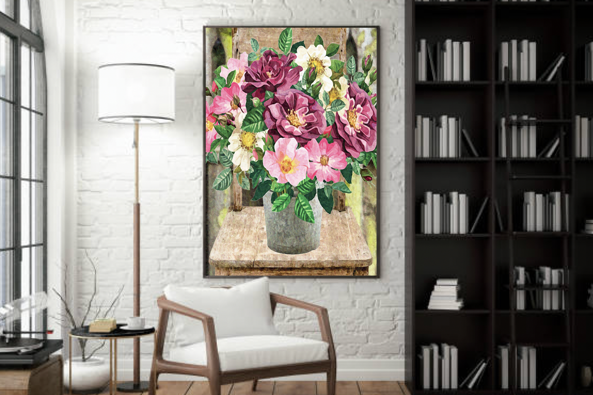 Bloemen op stoel Diamond Painting Planet