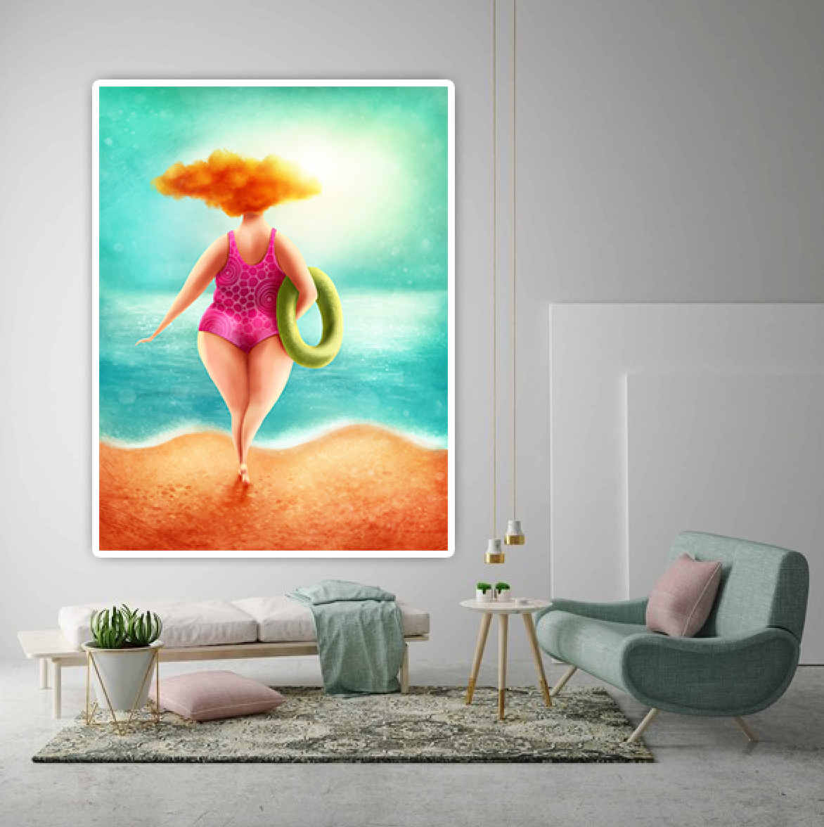 Dikke Dame gaat zwemmen Diamond Painting Planet